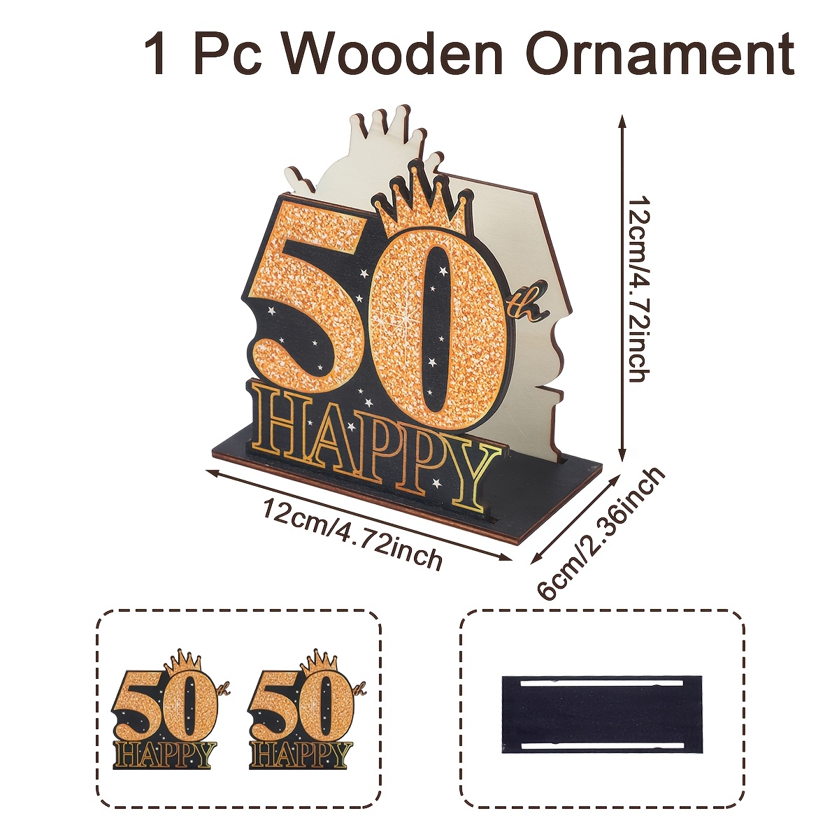 TEMU Single Pack, Black And Golden 50th Birthday Themed Wooden Napkin Holder, 50th Birthday Themed Table Decoration, Birthday Party Decoration,