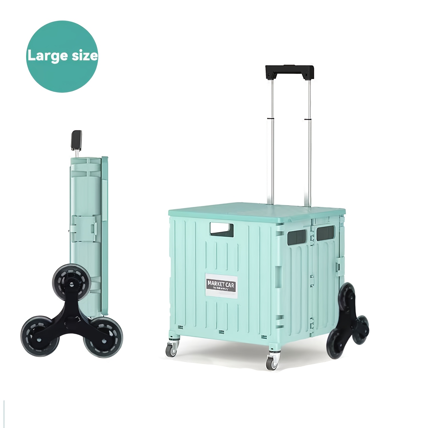 TEMU Folding Portable Utility Rolling Cart 11.89/17.17 Gal, Lightweight Cart With Universal Wheels And Lid, Plastic Storage Organizer, Home Decor, ,