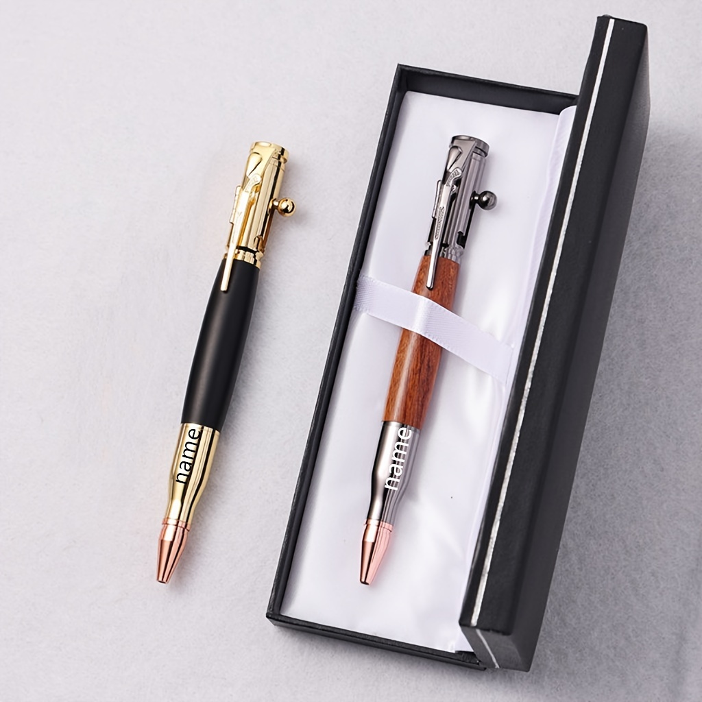 

Luxury Customizable Ballpoint Pen Set With Solid Wood & Brass Design - Includes Elegant Gift Box, 0.7mm Medium Point, Refillable Ink - Perfect For Business & Personalized Gifts