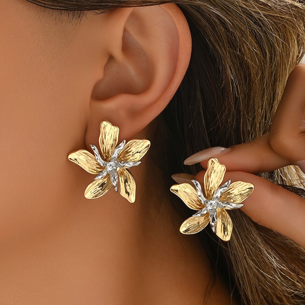 TEMU Pendientes de flor de para mujer, perfectos para , dulces y elegantes adiciones para la fotografía