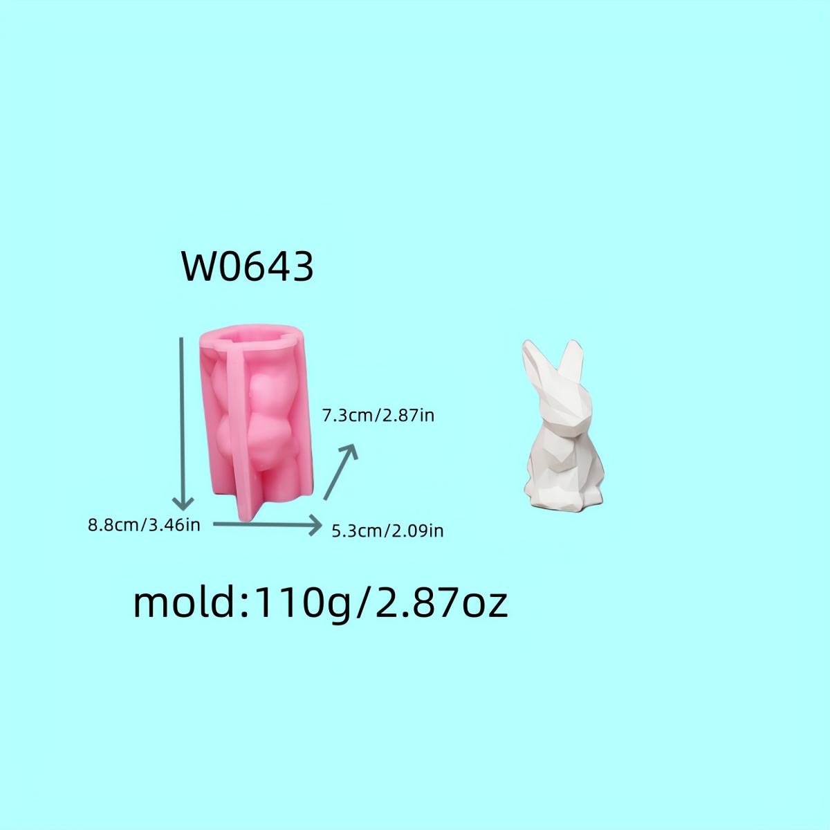 Image of Resin Casting Moldsgeometric Rabbit 3d Decorative Silicone Mold Diy Candle Silicone Mold Gypsum Decorative Silicone Mold Home Decoration Epoxy Resin Mold W0643
