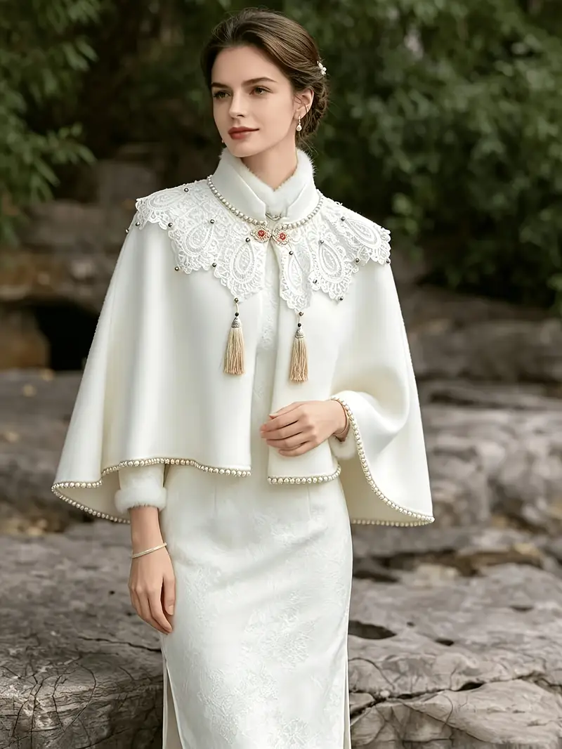 winter white cape dress NEW Bridal Winter Wedding Cloak Cape Hooded with Trim Long Bridal Winter