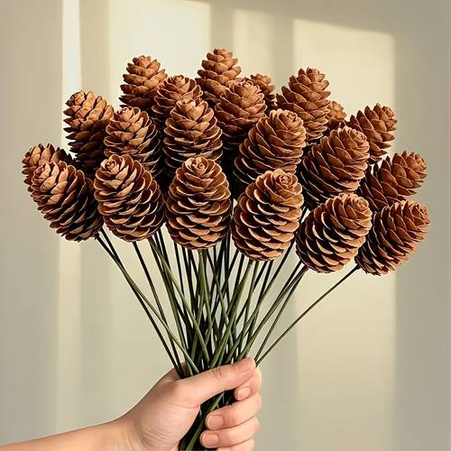 item picture 12pcs artificial pine cones suitable for diy christmas wreaths christmas tree fillers holiday table floral arrangements window displays yard christmas garland bouquets wedding and home party decorations realistic pe pine cones