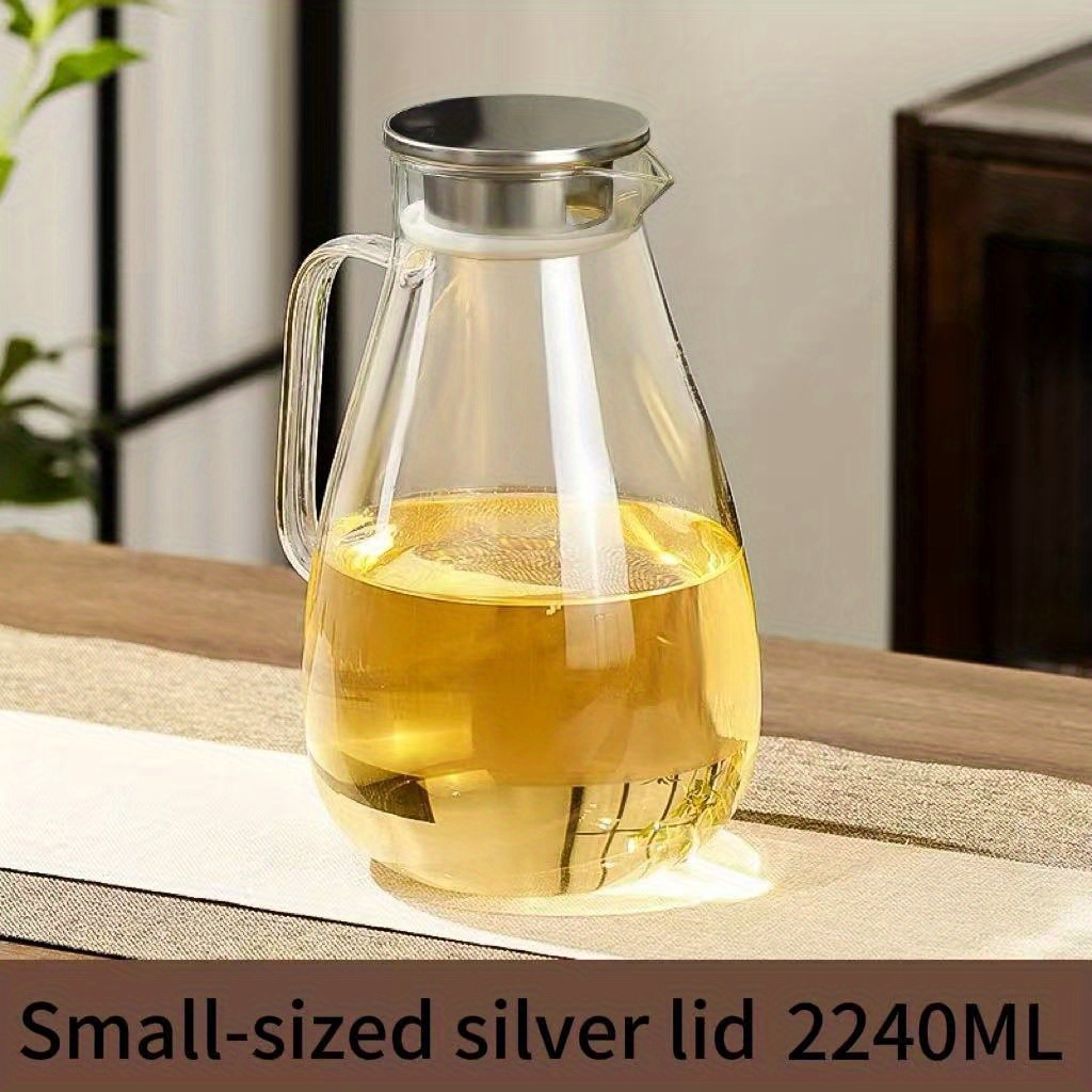 E-shop Sommer Großvolumiger Haushalts-Wasserkrug mit Griff, Hitzebeständiges Hochborosilikatglas, Hitzebeständiger Glas-Wasserkrug mit Griff,