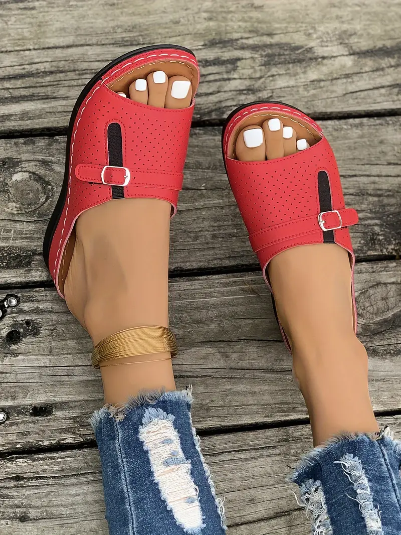 womens breathable wedge sandals fashionable slip on with open toe in white red more colors strappy heeled sandals details 9