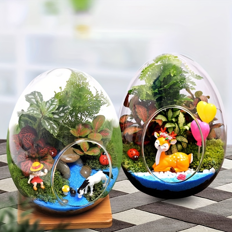 

1pc Mini Egg Shaped Flower Vase, Glass Micro Landscape Bottle, Succulent Moss Glass Vase Glass Container, Spring Summer Home Decoration
