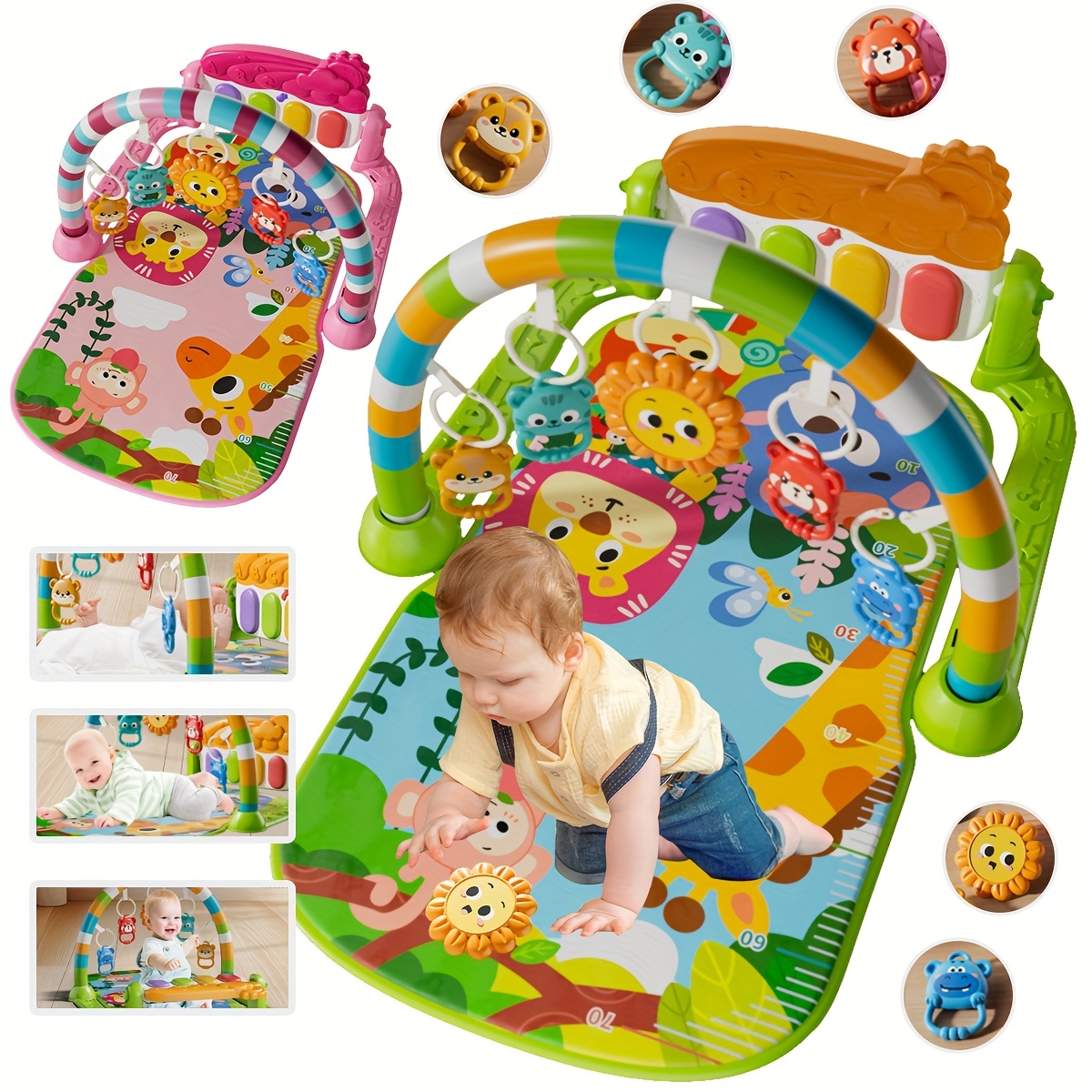 Pedal Piano para Bebé, Alfombra de Actividades con Juguetes Sensoriales,  Desarrollo Gimnasio Infantil con Pianito de Pie, Músic