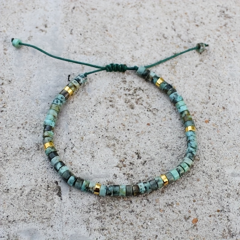 Natural Stone Turquoise And Bracelet, Adjustable And Easy Design — A To Nature, Ideal For Anyone