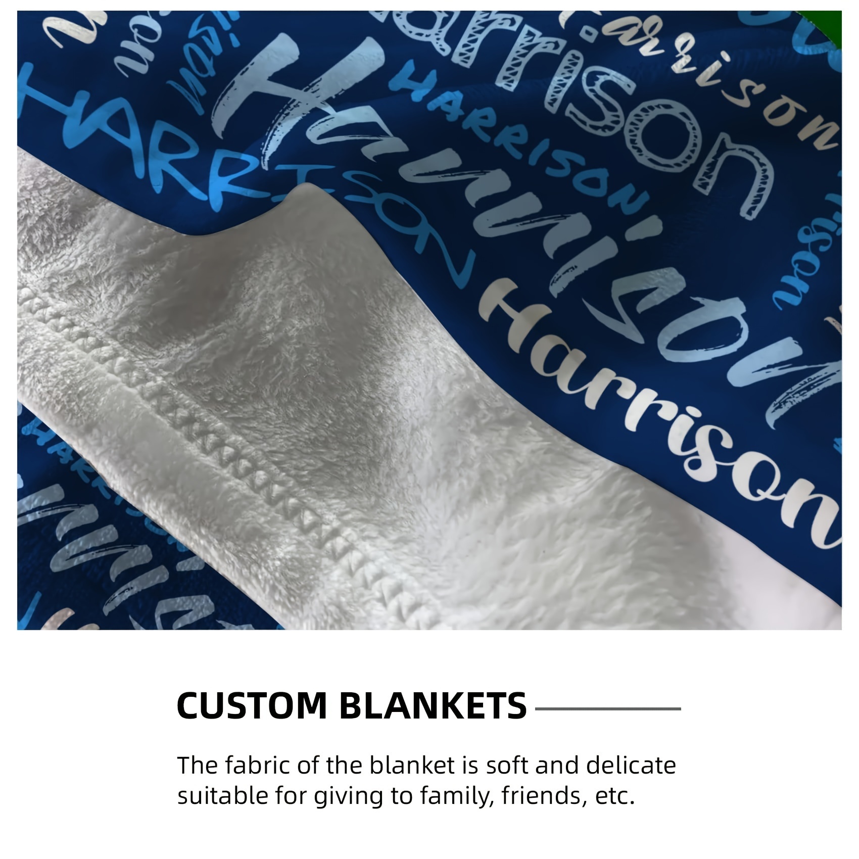 TEMU Personalized Name Pattern Flannel Throw Blanket 1pc - Custom Text Lightweight Fleece Blanket For Couch,, Travel, Camping, Living Room, Office