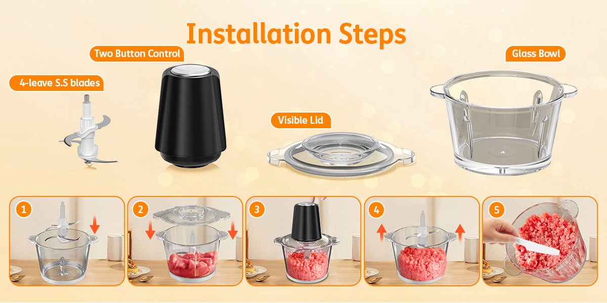 meat chopper chopper electric with meat grinder vegetable chopper   350w electric garlic mincer mini food processor for baby food meat onion vegetables 2   sharp blades Product details 6