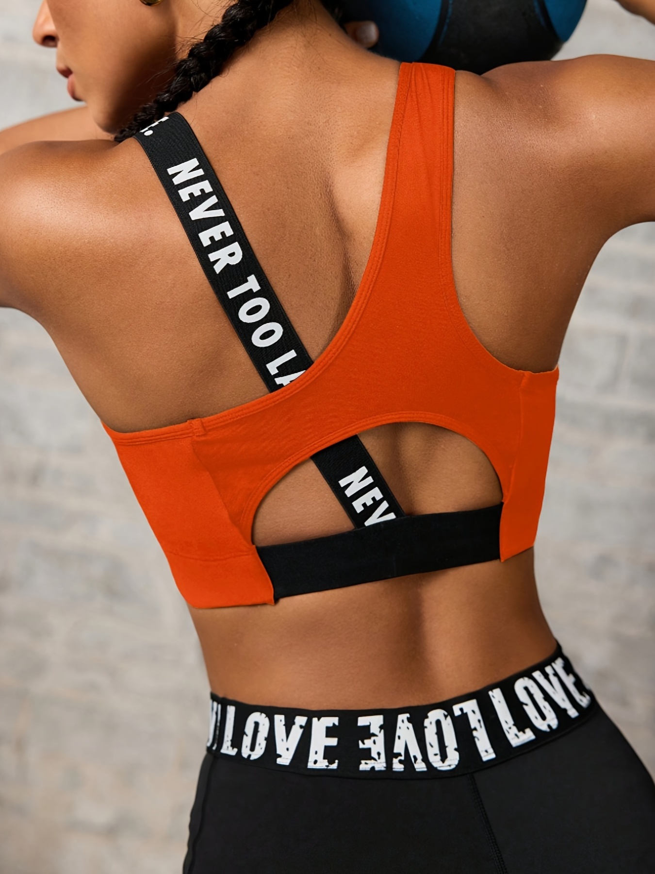 Womens Letter Pattern Back Hollow Asymmetrical