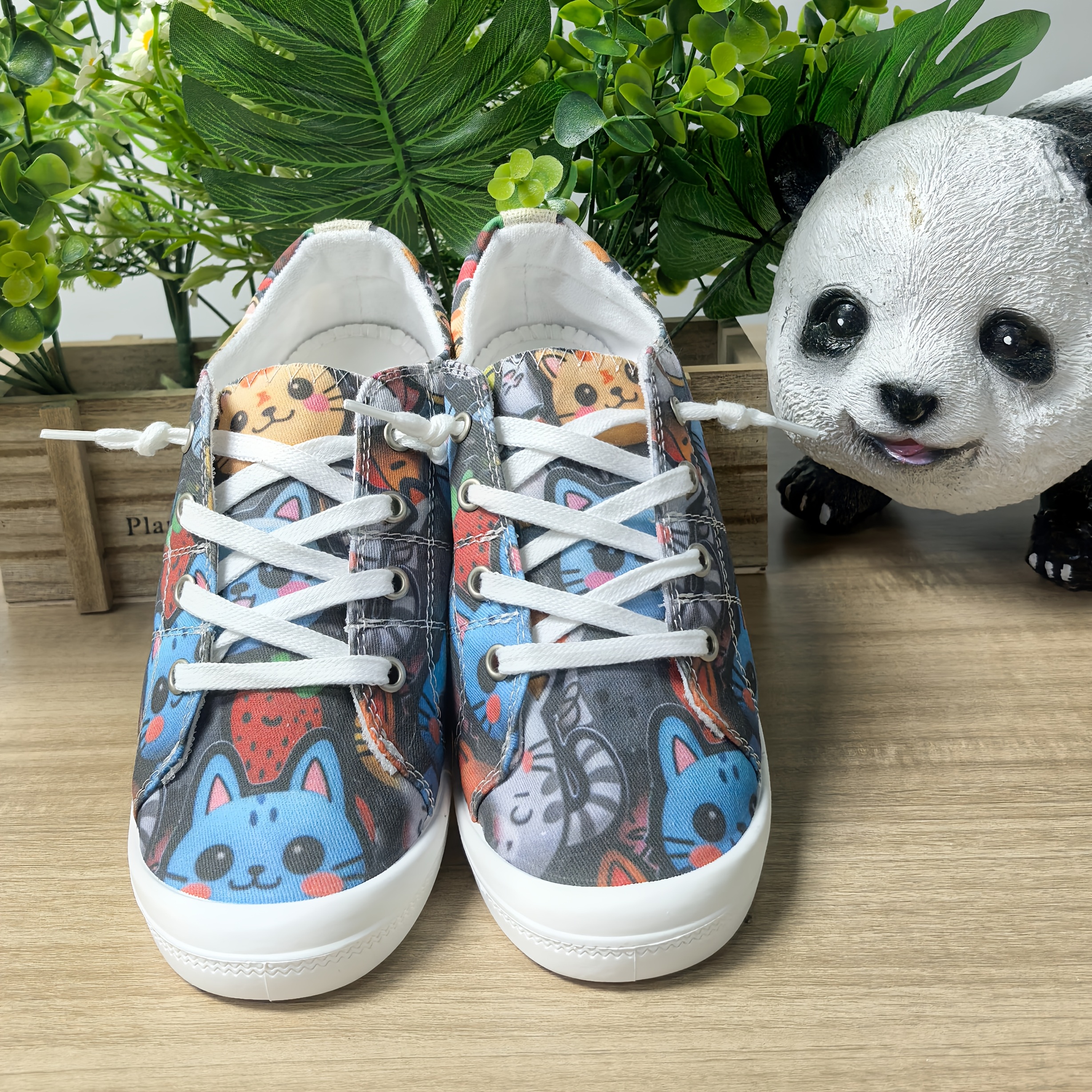 women's cartoon cat print slip sneakers colorful Temu United Kingdom