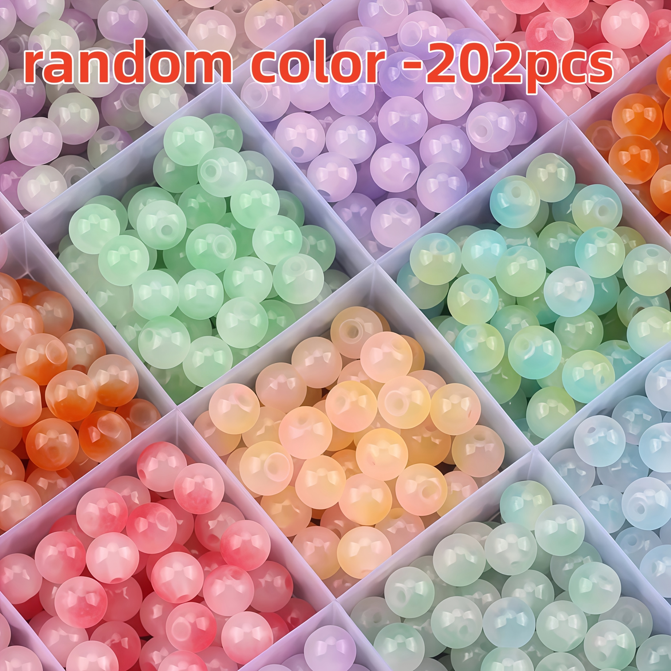 TEMU 202pcs 8Mm Perles Rondes Décontractées Dégradées Couleurs Aléatoires Exquises, Adaptées à la Fabrication de Bijoux, Bracelets et , Fournitures