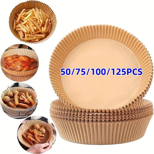 50 75 100 125pcs disposable paper liner for air fryer greaseproof and nonstick baking parchment for baking frying microwave and cooking easter fathers day mothers day christmas and halloween