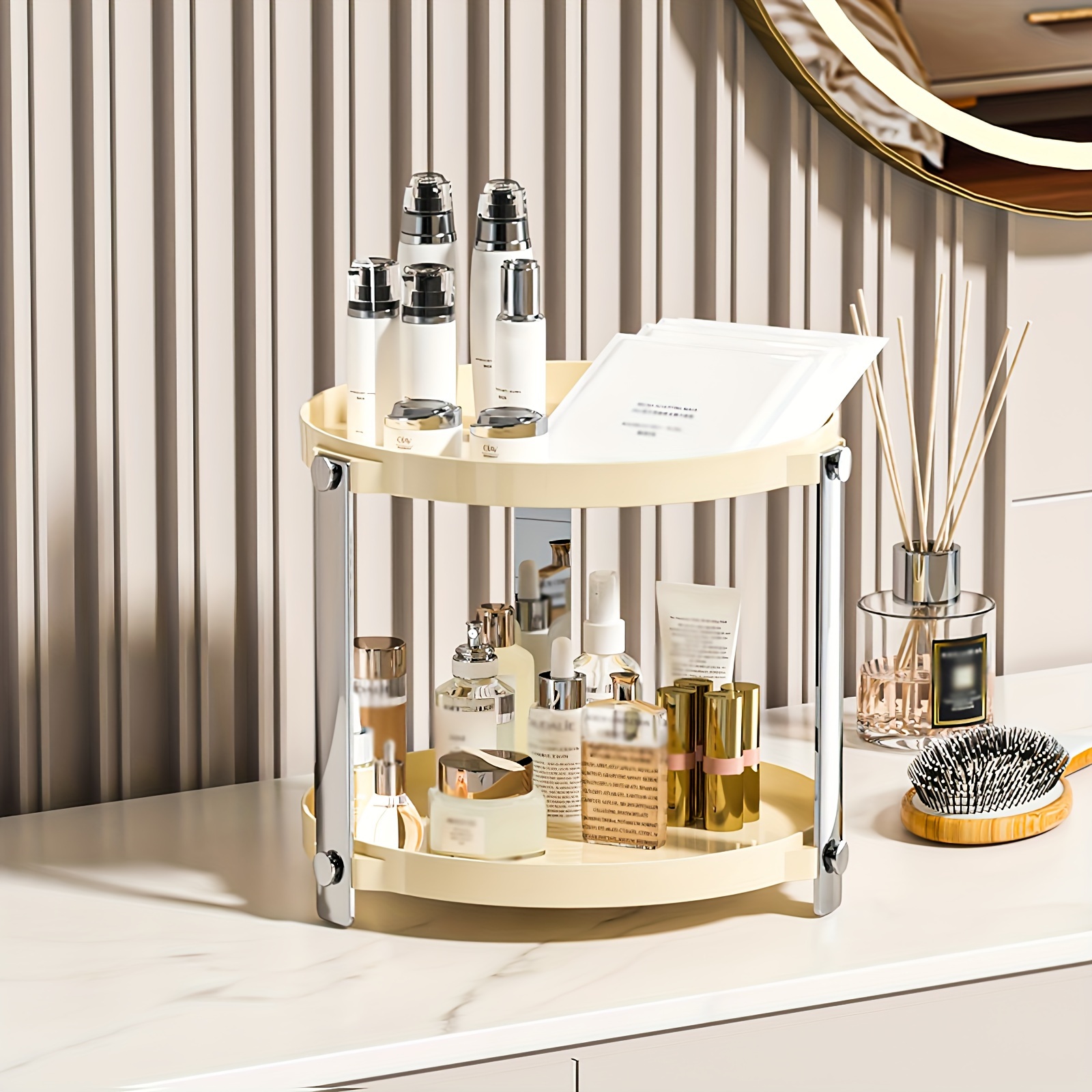 2/3 tier Round Bathroom Countertop Organizer Upgrade Plating - Temu ...
