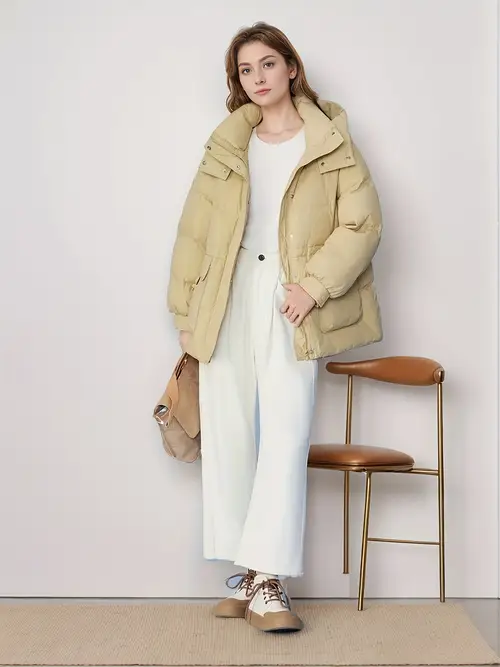 시크한 여성용 후드 패딩 재킷, 허리 조절 가능 - 편안하고 스타일리시한 겨울 아우터웨어