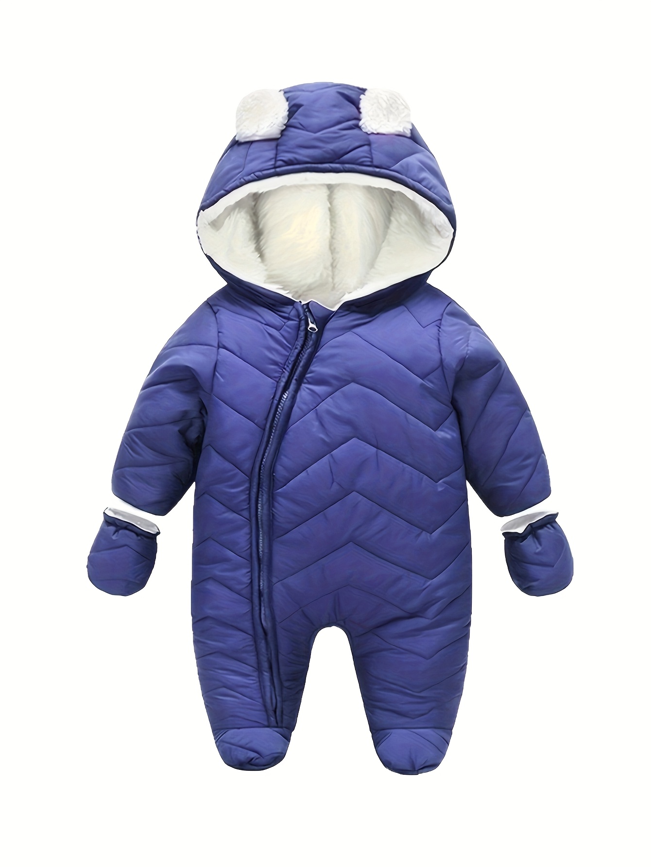 cozy fleece lined baby winter jumpsuit with cute   hood cozy loose fit long sleeve romper for boys girls   fall winter outdoor activities baby winter clothes fall babywear soft fleece fabric for outdoor thick 0