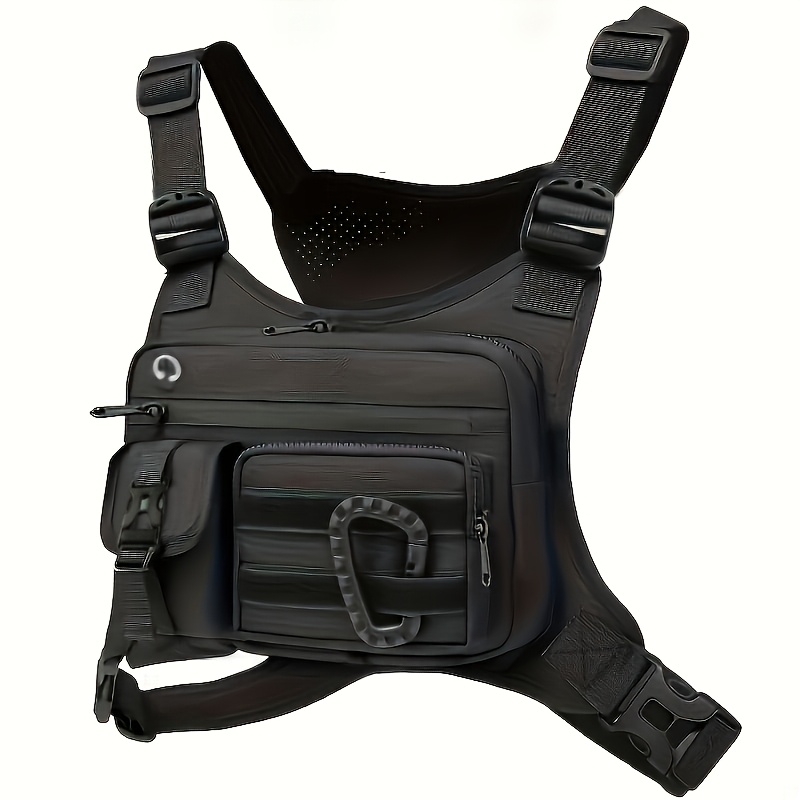 Marsupio Tattico Nero da Uomo e da Donna - Bretelle Regolabili, Tasche Multiple, Ideale per Corsa, Escursionismo, Sport & Allenamento, Custodia Sicura | Design Nero Elegante | Tasche con Cerniera Resistenti