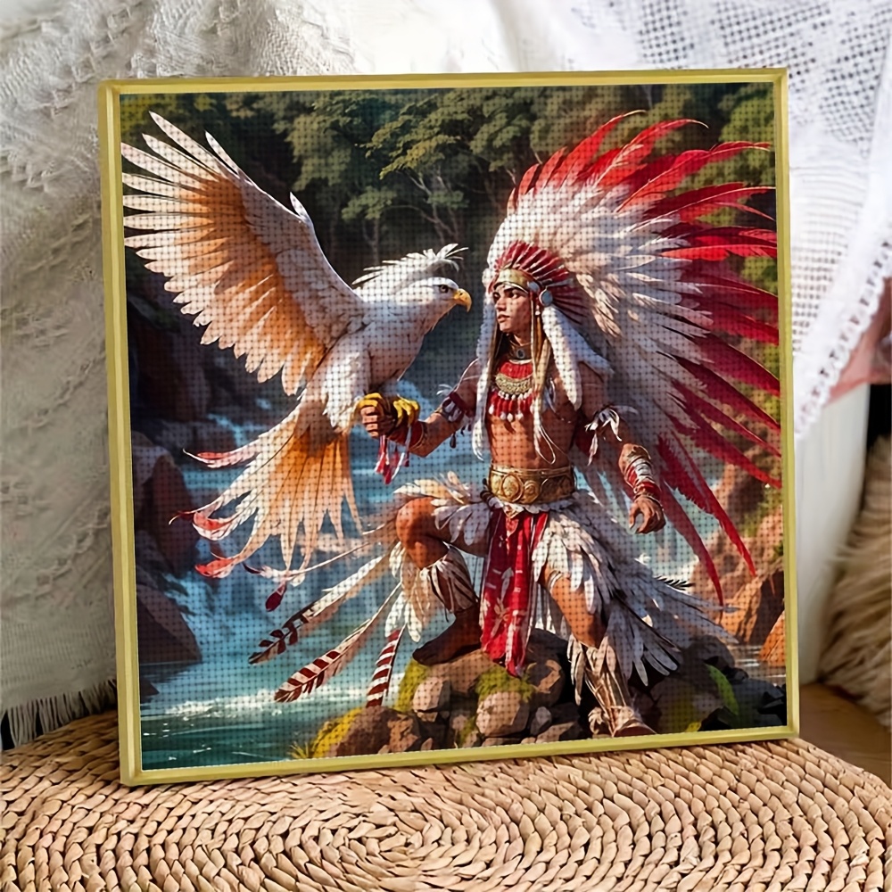 Complete DIY Cross Stitch Kit - Warrior with Eagle Design