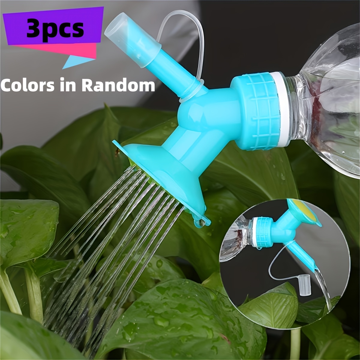 E-shop 3 Stück Doppelendige Gießdüse für Getränkeflaschen - Zufällige Farben, Ergonomisches Design für effiziente Bewässerung von Pflanzen Sukkulenten,