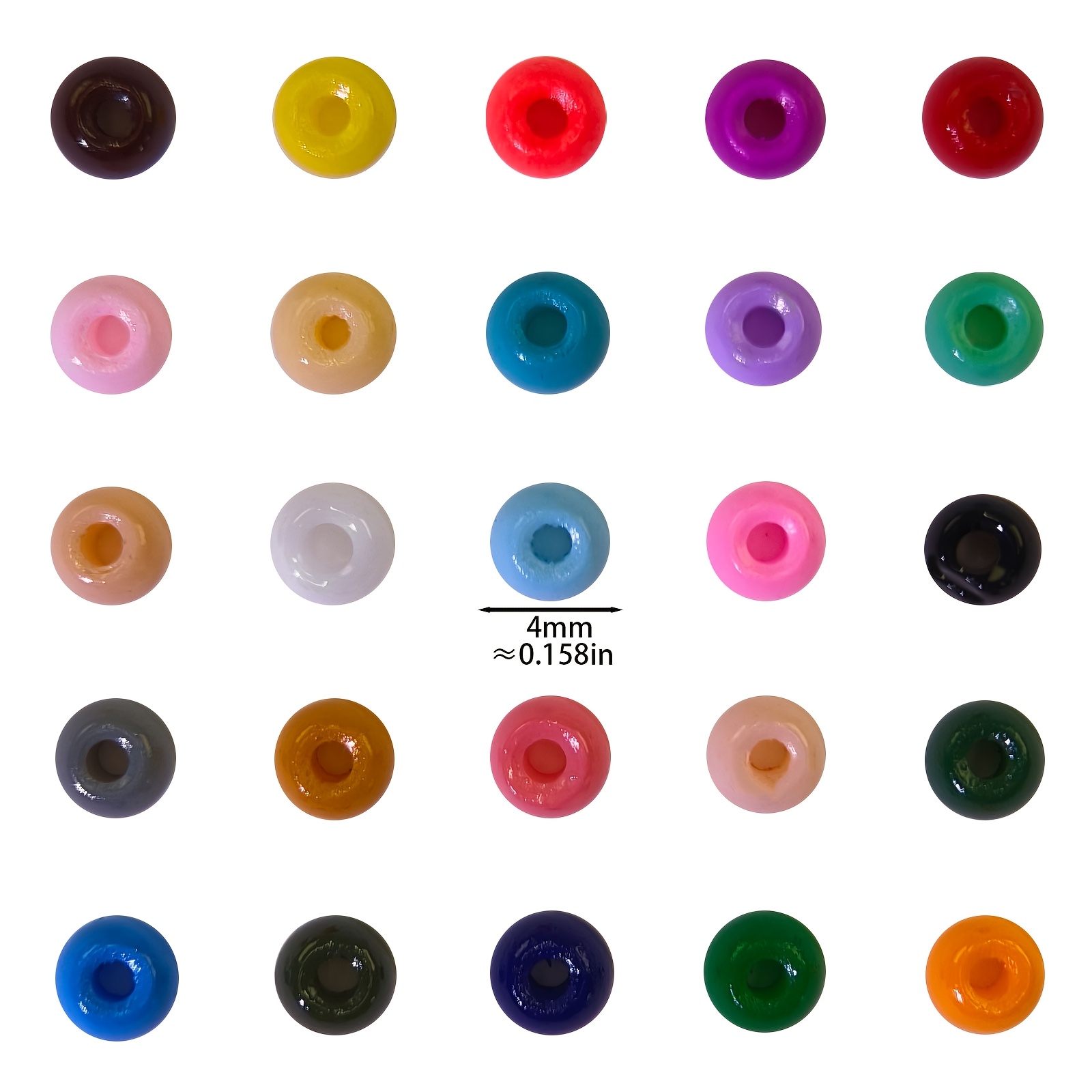 25G Solid Color Enamel Glass Round Beads, 4Mm