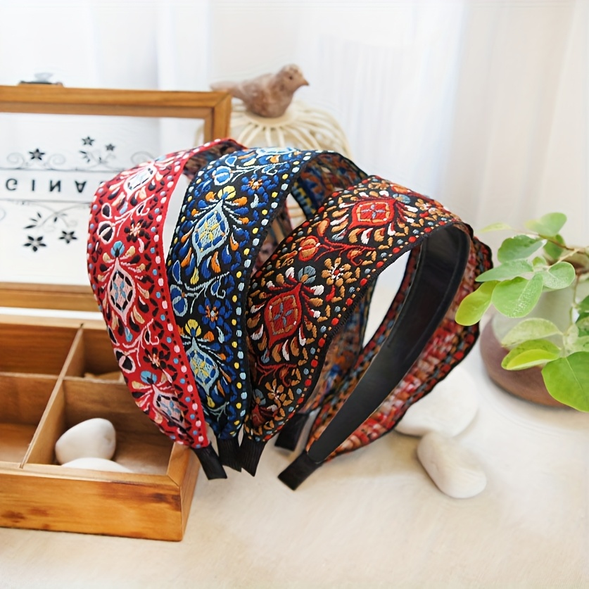 Image of 3pcs Bohemian Headband Set - Classic Boho Tribal Style Hair Accessories For Women, Perfect Gift