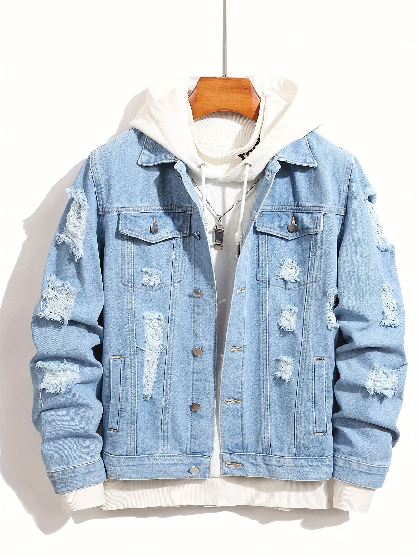 Jeans Jacke Ripped Jeansjacke Herren Jeansjacke Übergangsjacke