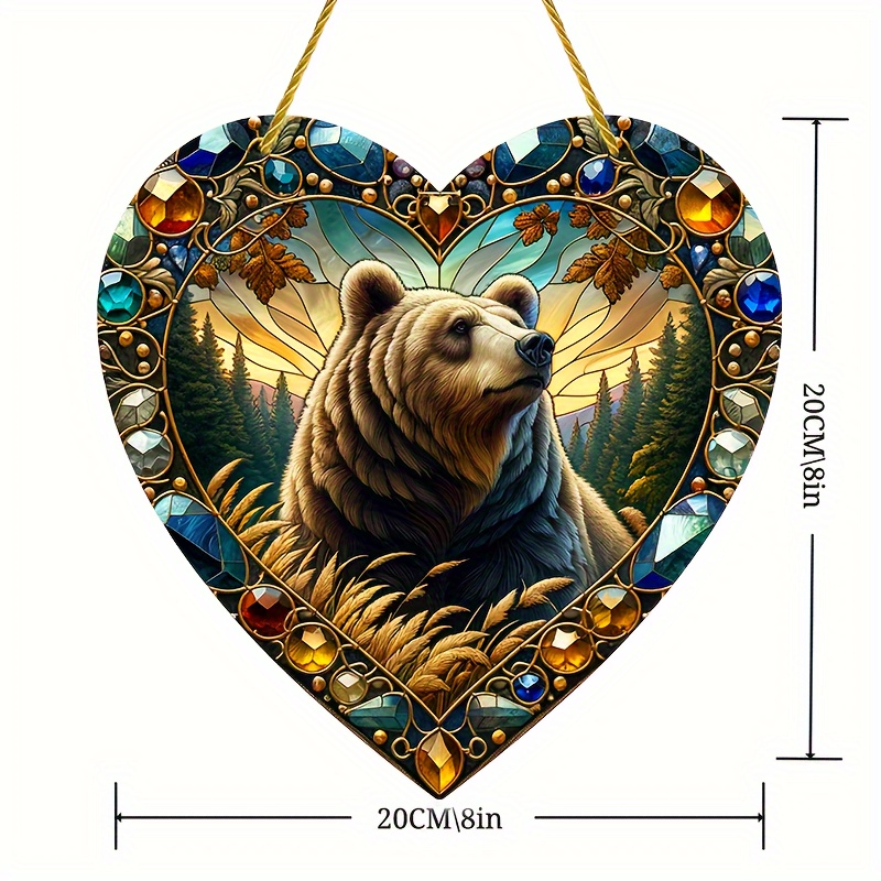 Stained glass bear deals wall hanging