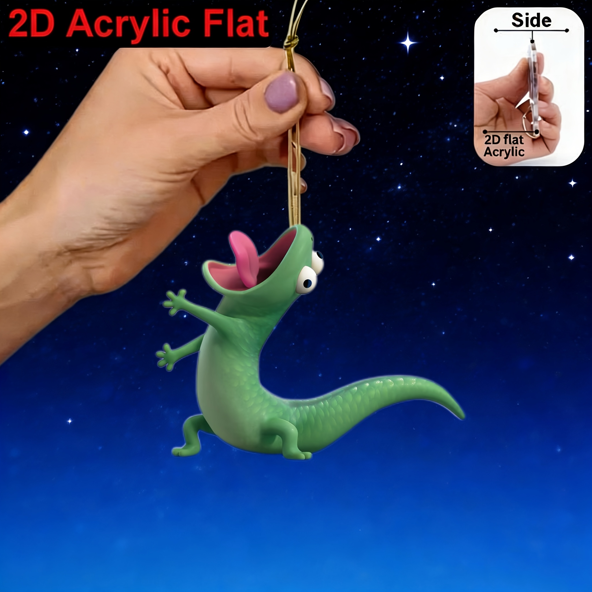 E-shop 2D Flat - [2D Flat] ., Neuer lustiger geprägter Acryl-Heim-Anhänger, Disney-Echsenmuster, Praktischer und schöner Anhänger,
