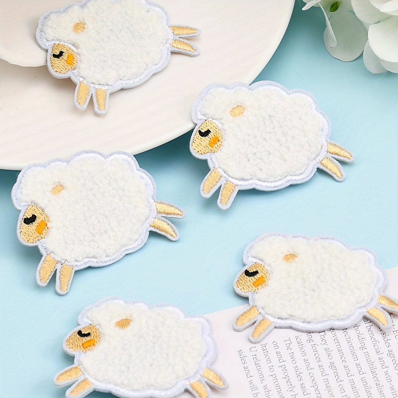 

4pcs Sheep Diy Sewing Patches, Cute Sheep Decorative Fabric Stickers