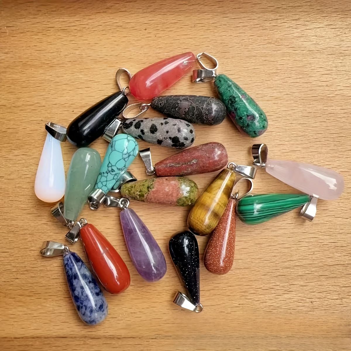 10pcs Natural Stone Long Teardrop Pendants for Jewellery