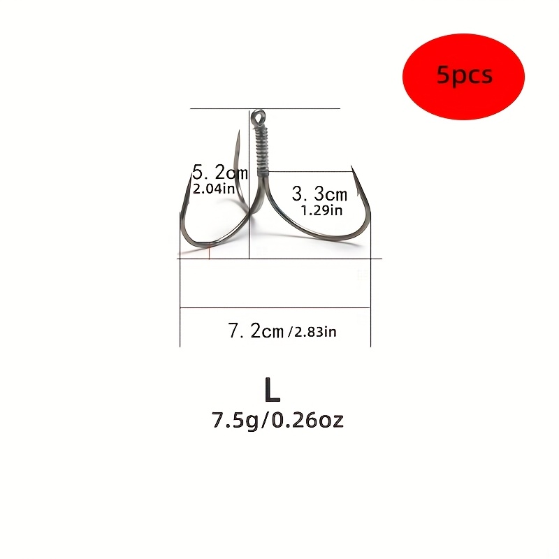 TEMU 5pcs 3 Anchor Hooks 3 Hooks Fish Hooks Barbless Fish Hooks Fishing Supplies