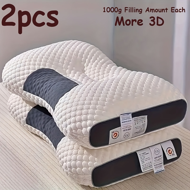 

2pcs, 3d, Prevent Cervical Spondylosis, Traction Cervical Pillow, Removable Lid, Adjustable Ergonomic Orthopedic Contour Support Pillow, Cervical Spine, Soft, Not Collapse