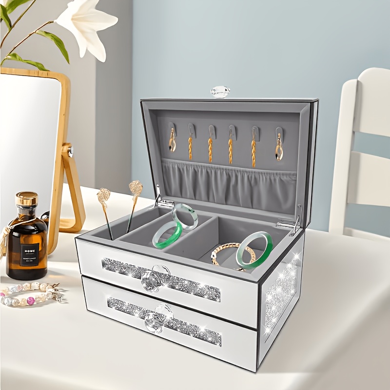 2-layer Glass Fragment Crystal Jewelry Box