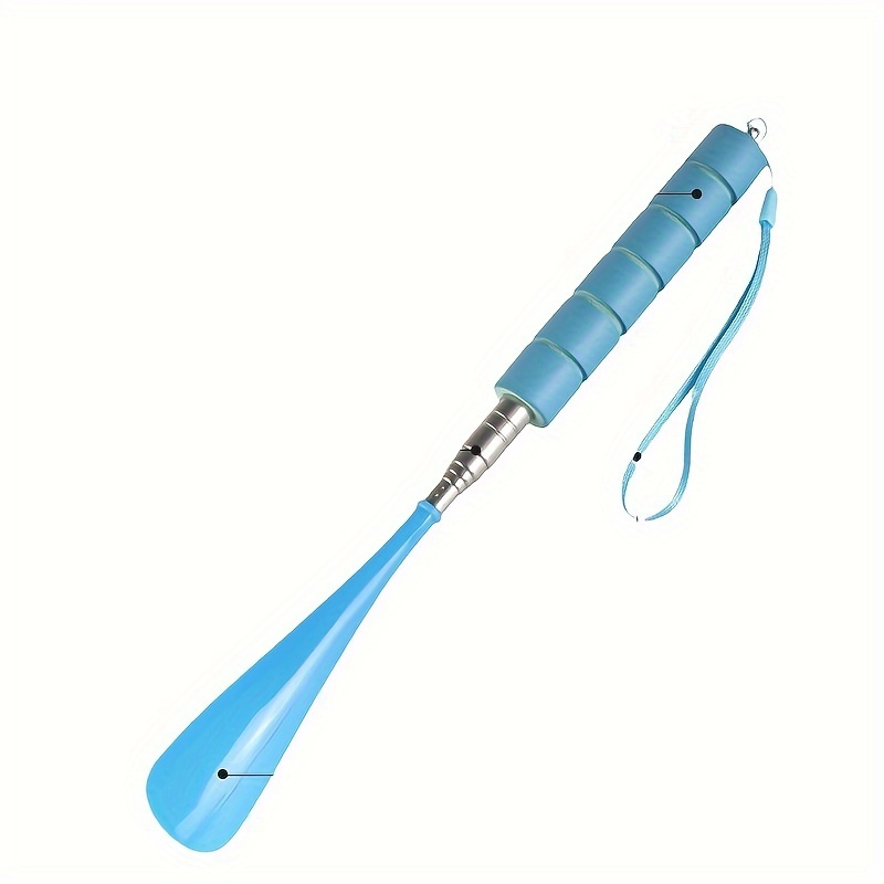 Stainless Steel Telescopic Shoe Horn, Extendable Long Handle Shoehorn with Non-Slip Grip, Adjustable Length, Portable Design with Lanyard, Easy Footwear Assistance Tool