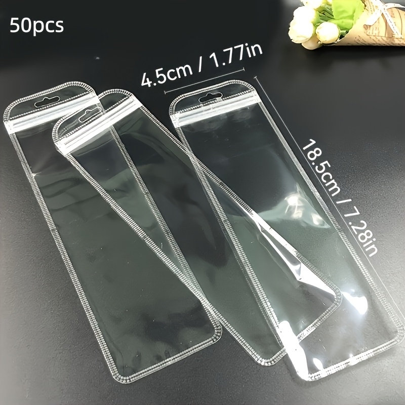 TEMU 50pcs Transparent Zipper Bags, Reusable, For Packaging Small Items Suitable For Gift Packaging And Storage