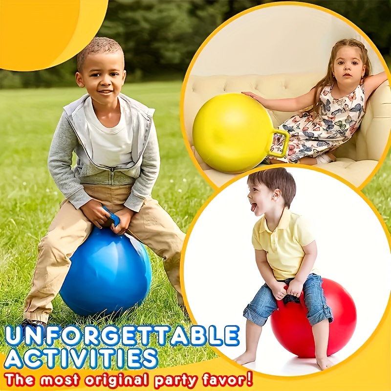 PVC Bounce Balls with Handles, 18-Inch Durable Jumping Sports Ball, Multi-Color Set, with Outdoor Games, School Activities, and Holiday Gifts for Ages 3-12