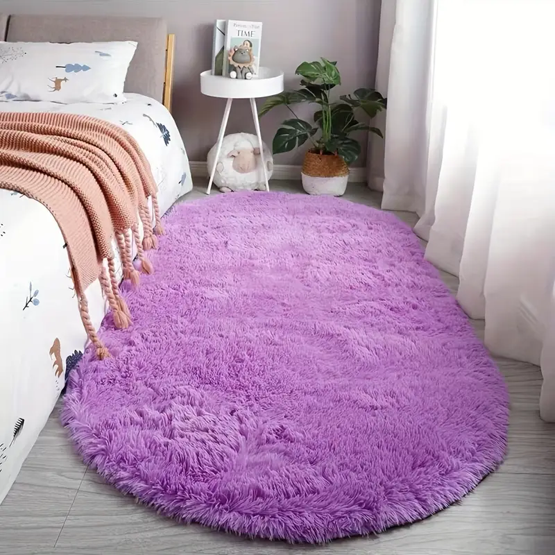 plush oval area rug for bedroom and living room soft polyester hand washable coffee table and doorway decor details 5
