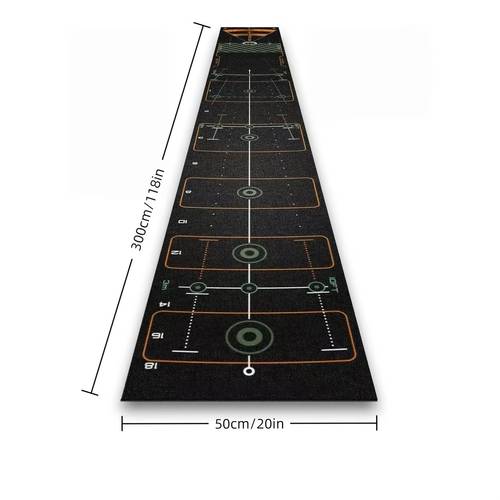 golf putting training mat accurately replicates fast greens featuring visual aids for body and putter length and eye positioning providing and mental mapping solutions