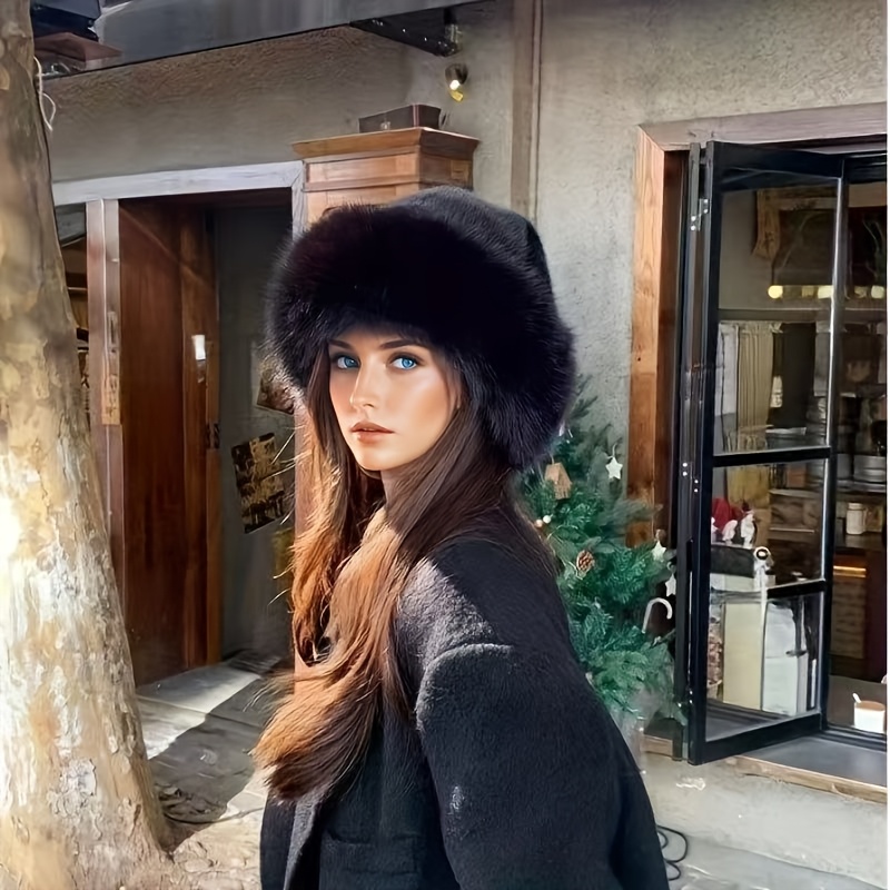 elegant womens   fur winter hat cozy warm thickened mongolian cap with ear protection stylish   in cream brown white black   polyester hand or   only 2