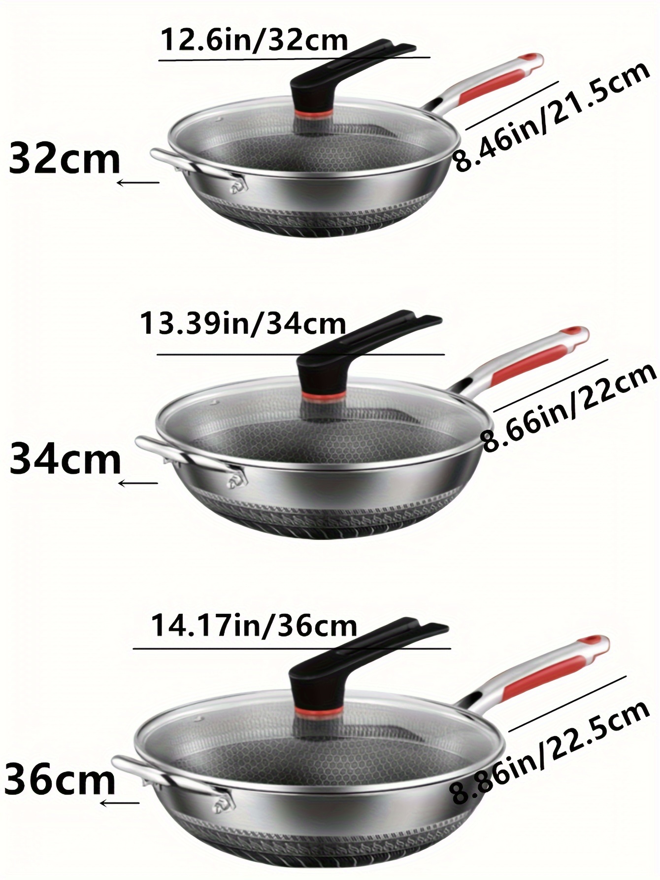 1 piece stainless steel frying pan household flat bottom frying pan induction cooker gas stove frying pan with lid and handle fried fish fried egg non stick pan frying steak pan kitchen honeycomb non stick frying pan camping frying pan 32cm 34cm 36cm details 8