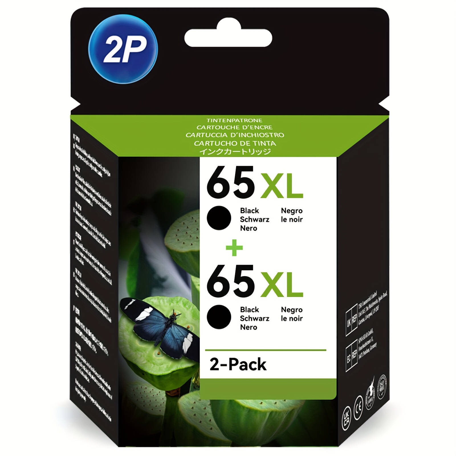 

65xl Ink Cartridges Replacement For Ink 65 65xl For 3755 3772 3700 3752 3722 2600 2622 5055 5000 5070 5052 5014 Printers Black 2-pack