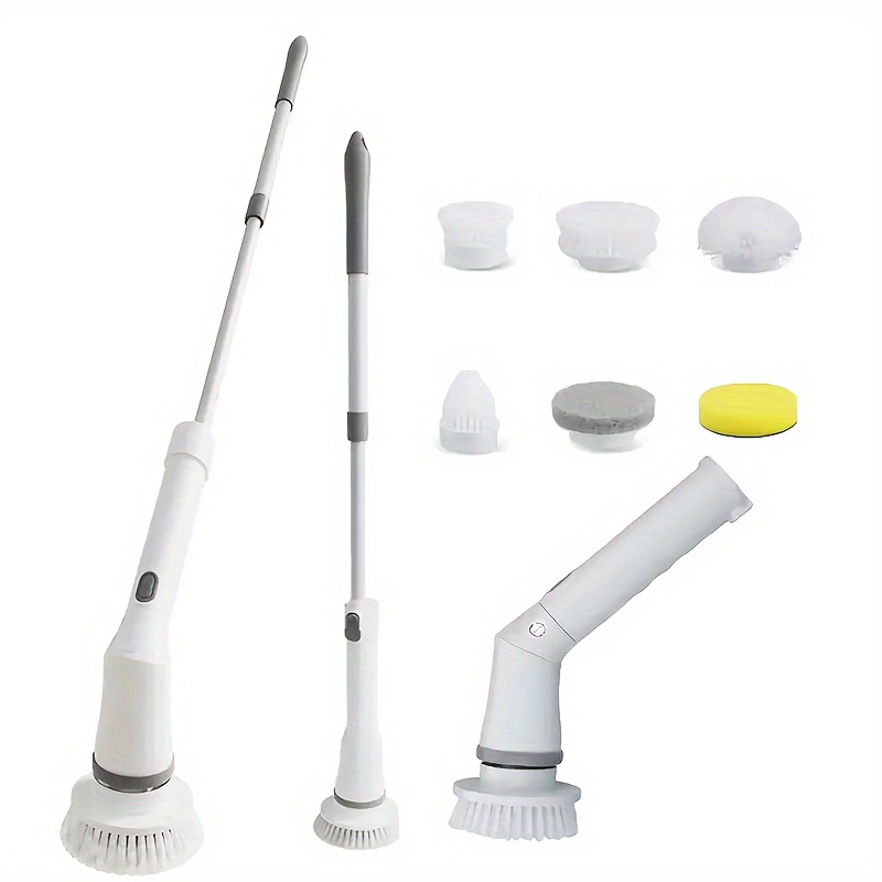 

Versatile Cordless Electric Cleaning Brush Set With Long Handle - Usb Rechargeable, Rotating & Extendable For Bathroom, Kitchen, And Floor Scrubbing