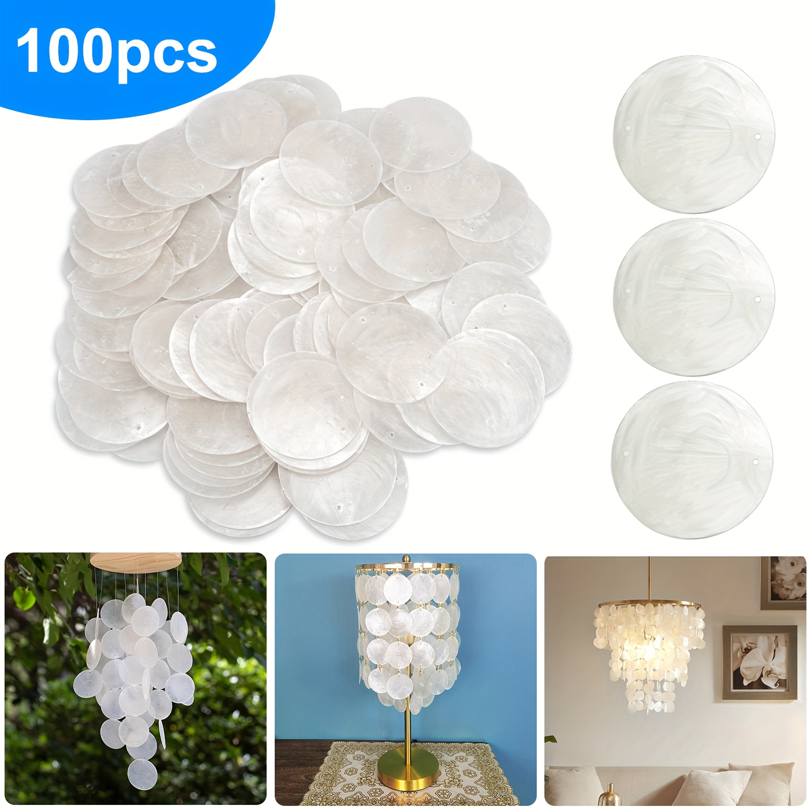 TEMU 2d Flat, 100pcs Natural Seashell Beads, 0.2" Flat Round Charm Pendants For Jewelry Making, Necklace, Earring & Keychain, Durable Shell Craft