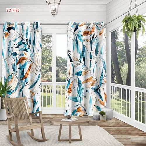 juego de 2 cortinas de exterior semitransparentes, abstractas y modernas, adecuadas para - cortinas de ventana con ojales y follaje , paneles semitransparentes, paneles lavables a máquina, 2d