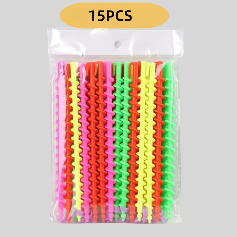 15pcs, Random Colors, Long Hair Spiral Curling Rods, Curling Tools, Diy Curling Rods