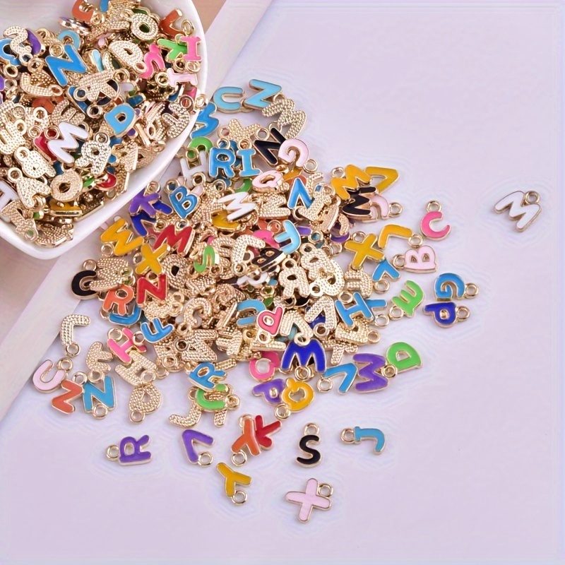 

100pcs Alphabet Charms - Alloy Letter Pendants For Making, Earrings & Necklaces Craft Supplies