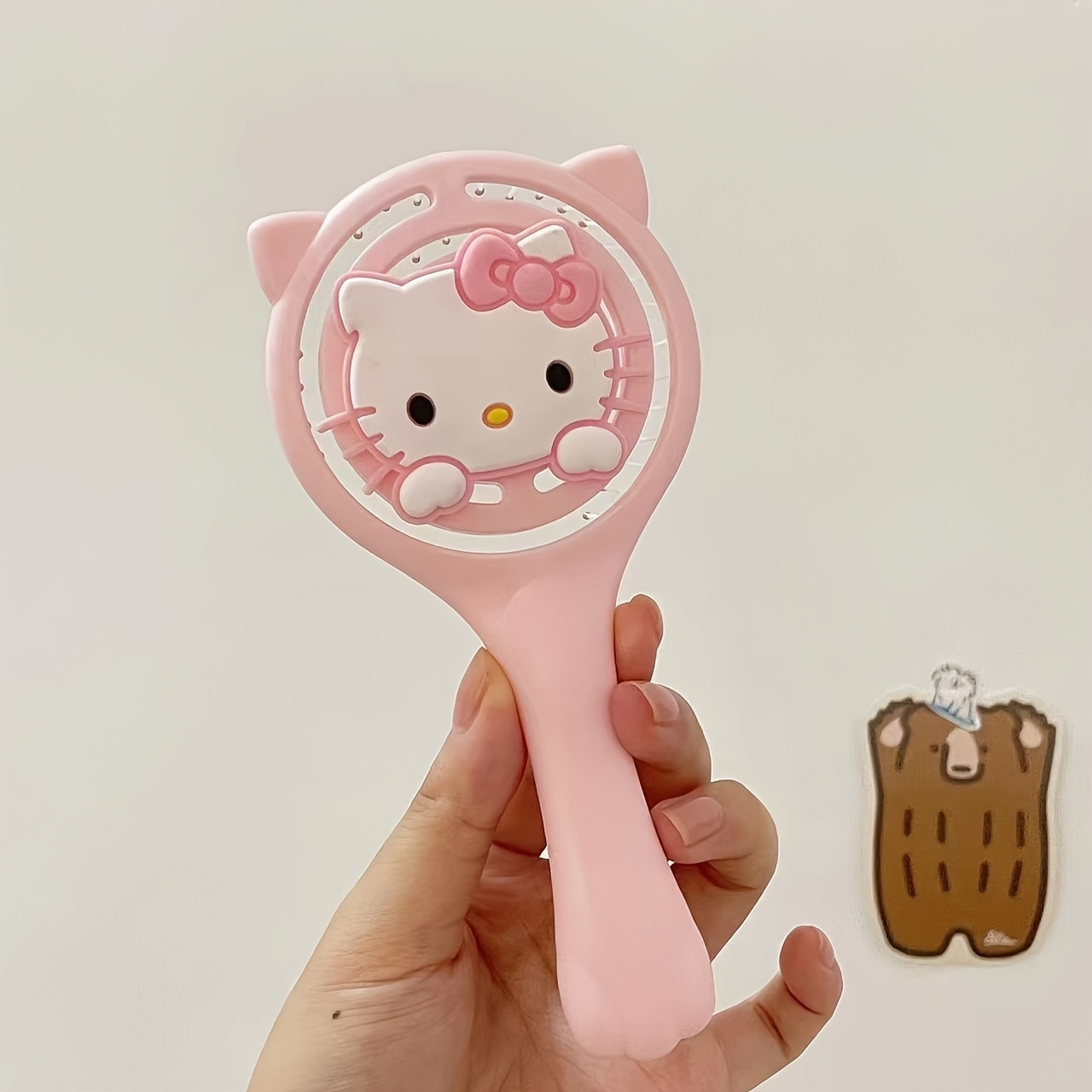 Image of 1pc Hello Kitty Hair Brush, Fluffy Shape Makeup Massage Dual-use Comb, Plastic Hairbrush, Daily Gift, Lifestyle Surprise