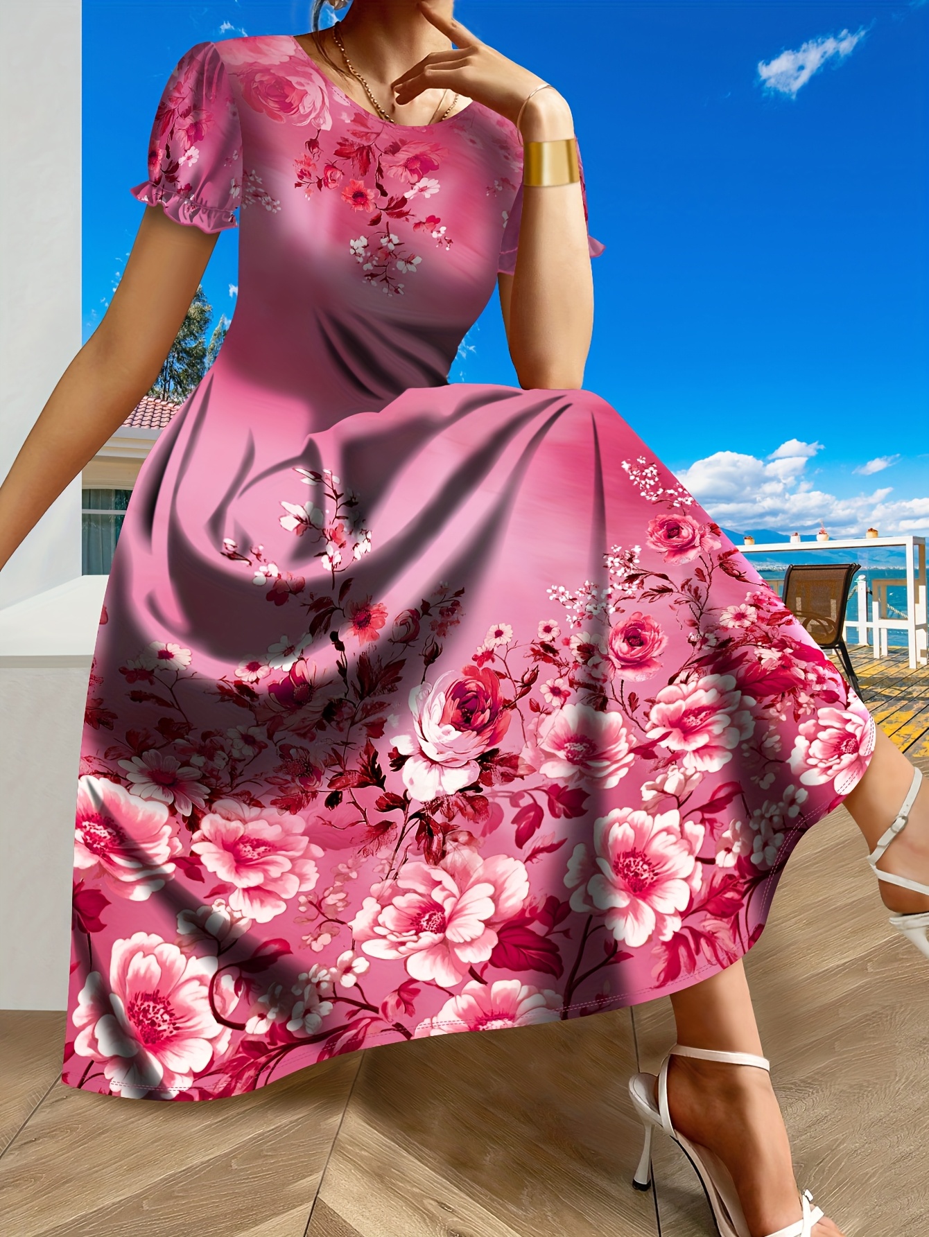 chinese dress ladies Plus Size A-Line Pleated Dress  2020AVE