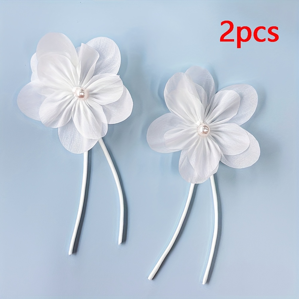 TEMU 2pcs, White Three-dimensional Flower Streamer Decorative Flowers, Flower Corsage Patches, Patch Decorative Decorations, Skirt Edge Decorations,